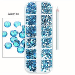 12 Grids Flatback Rhinestones Set for Nail Art Makeup Tumblers Glitter