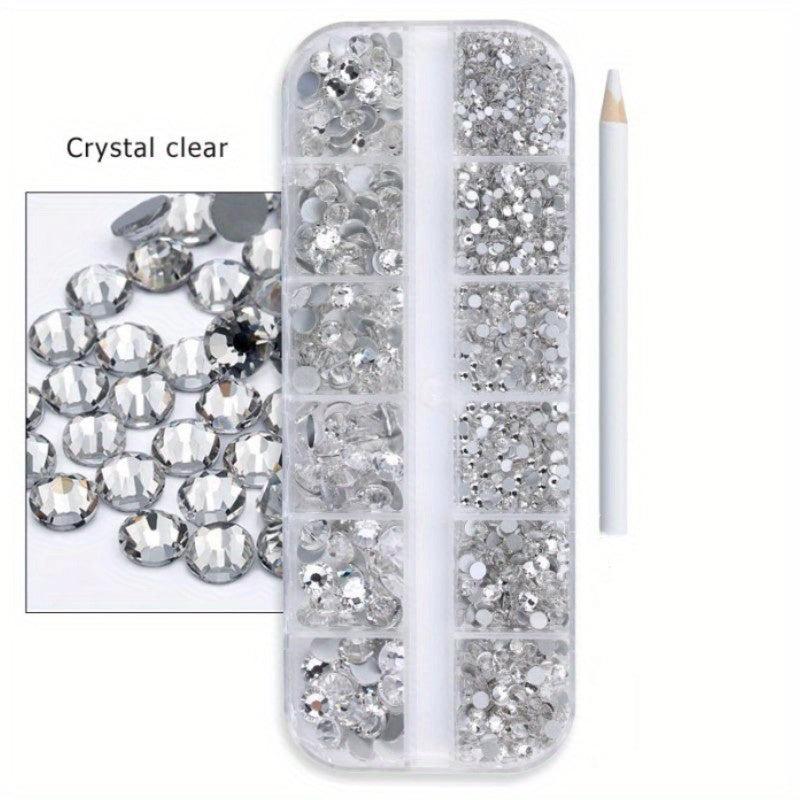 12 Grids Flatback Rhinestones Set for Nail Art Makeup Tumblers Glitter