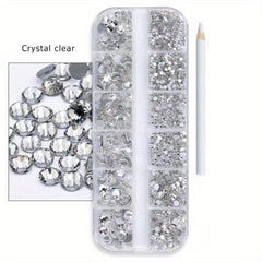 12 Grids Flatback Rhinestones Set for Nail Art Makeup Tumblers Glitter