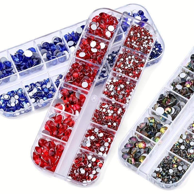 12 Grids Flatback Rhinestones Set for Nail Art Makeup Tumblers Glitter