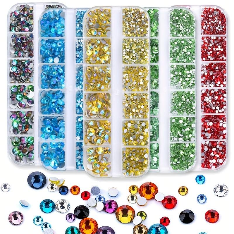12 Grids Flatback Rhinestones Set for Nail Art Makeup Tumblers Glitter
