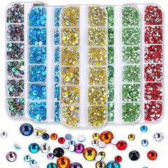 12 Grids Flatback Rhinestones Set for Nail Art Makeup Tumblers Glitter