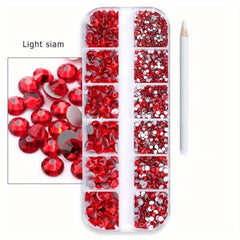 12 Grids Flatback Rhinestones Set for Nail Art Makeup Tumblers Glitter