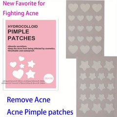36pcs Acne Pimple Patches Hydrocolloid Heart & Stars Shape Stickers