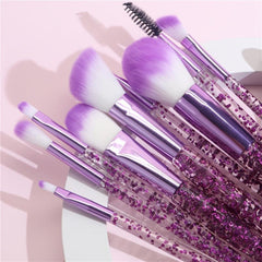 10pcs Makeup Brushes Kit With Powder Puff Crystal Handle