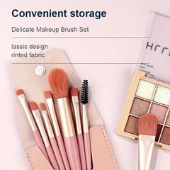 8pc Mini Makeup Brush Set w/ 2 Concealer Brush & Sponges, Travel Beauty Kit