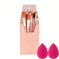 8pc Mini Makeup Brush Set w/ 2 Concealer Brush & Sponges, Travel Beauty Kit