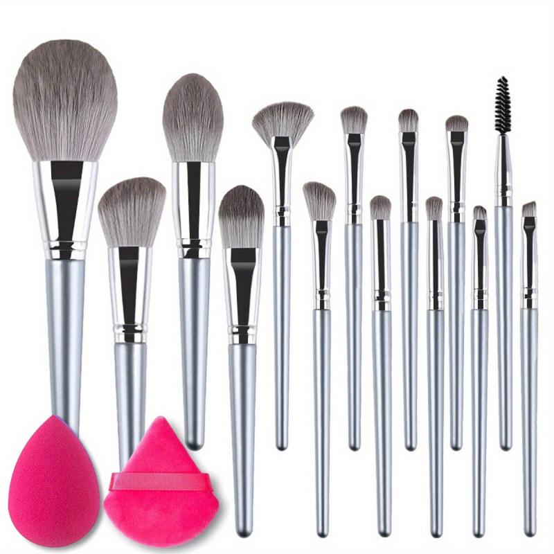 Professional Makeup Brush Set 16 Soft & Fluffy Brushes With Sponge & Puff