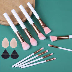 10PCS Makeup Brushes Set, 2PCS Powder Puff, 2PCS Sponge Beauty Egg