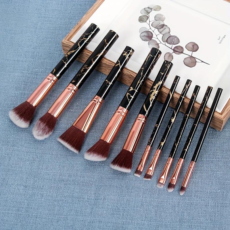 10PCS Makeup Brushes Set, 2PCS Powder Puff, 2PCS Sponge Beauty Egg