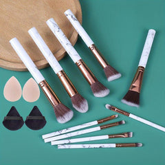 10PCS Makeup Brushes Set, 2PCS Powder Puff, 2PCS Sponge Beauty Egg
