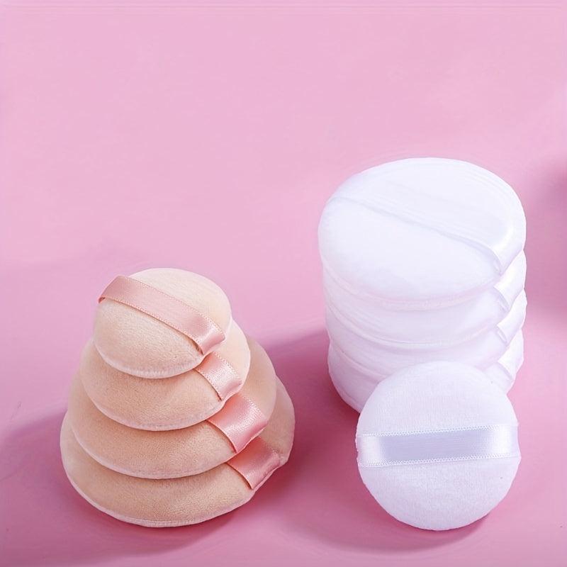 Large Round Makeup Puff Pad With Strap for Loose Mineral Powder