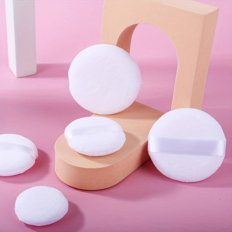 Large Round Makeup Puff Pad With Strap for Loose Mineral Powder