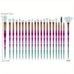 20pcs Eye Makeup Brushes Set Crystal Handle Kabuki Brush Set