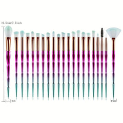 20pcs Eye Makeup Brushes Set Crystal Handle Kabuki Brush Set