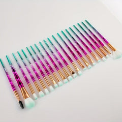 20pcs Eye Makeup Brushes Set Crystal Handle Kabuki Brush Set