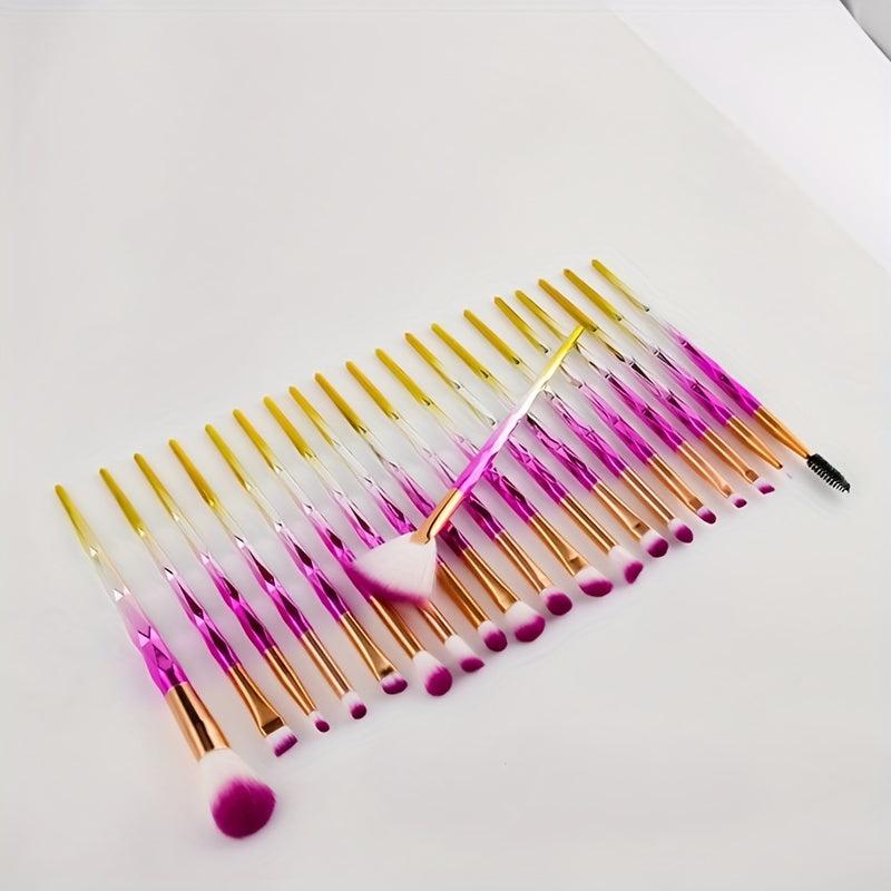 20pcs Eye Makeup Brushes Set Crystal Handle Kabuki Brush Set