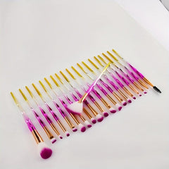 20pcs Eye Makeup Brushes Set Crystal Handle Kabuki Brush Set
