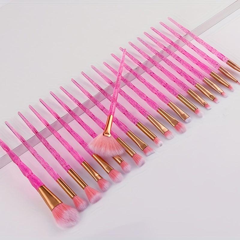 20pcs Eye Makeup Brushes Set Crystal Handle Kabuki Brush Set