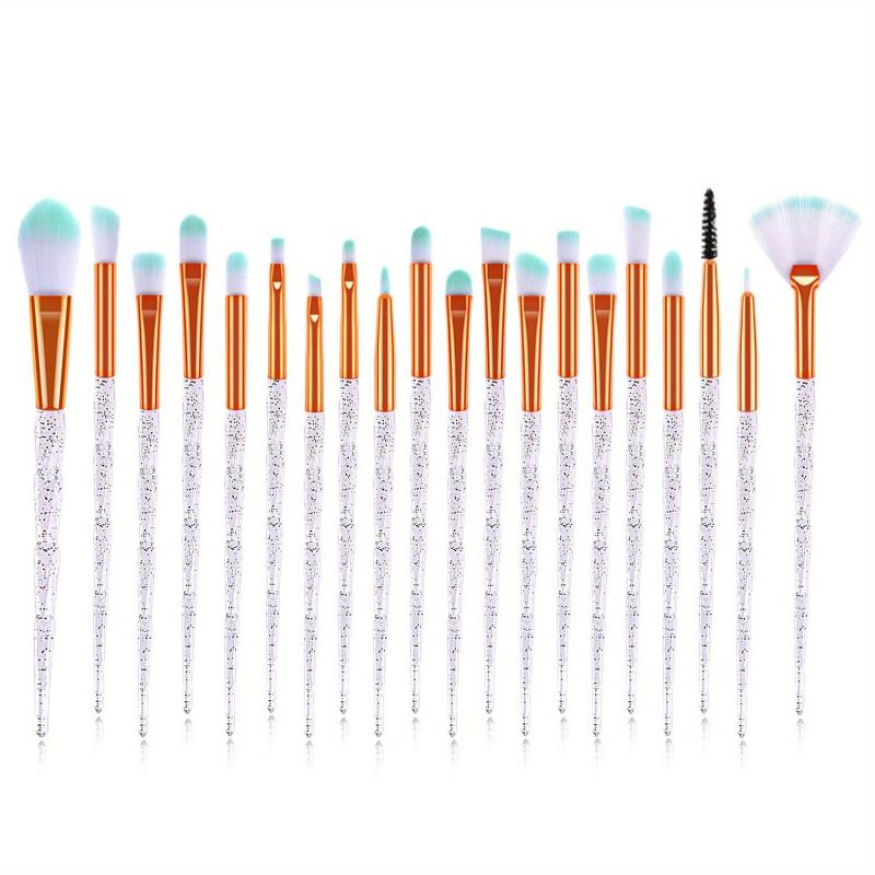 20pcs Eye Makeup Brushes Set Crystal Handle Kabuki Brush Set