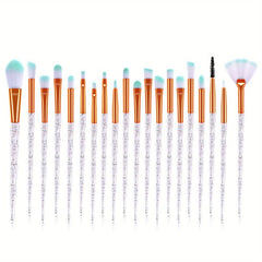 20pcs Eye Makeup Brushes Set Crystal Handle Kabuki Brush Set