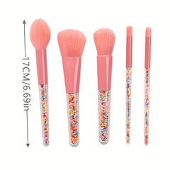 5pcs Candy Makeup Brush Set Colorful Handle Soft Bristles Powder Blush Eyeshadow