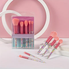 5pcs Candy Makeup Brush Set Colorful Handle Soft Bristles Powder Blush Eyeshadow