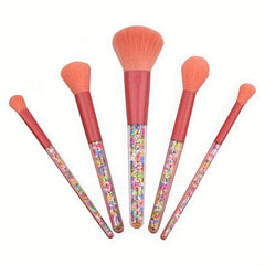 5pcs Candy Makeup Brush Set Colorful Handle Soft Bristles Powder Blush Eyeshadow
