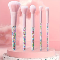 5pcs Candy Makeup Brush Set Colorful Handle Soft Bristles Powder Blush Eyeshadow