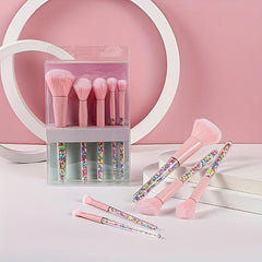 5pcs Candy Makeup Brush Set Colorful Handle Soft Bristles Powder Blush Eyeshadow