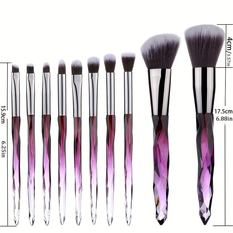 10pcs Crystal Handle Makeup Brushes Set Professional for Face Eyebrow Lip Makeup