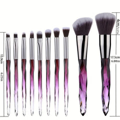 10pcs Crystal Handle Makeup Brushes Set Professional for Face Eyebrow Lip Makeup