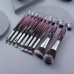 10pcs Crystal Handle Makeup Brushes Set Professional for Face Eyebrow Lip Makeup