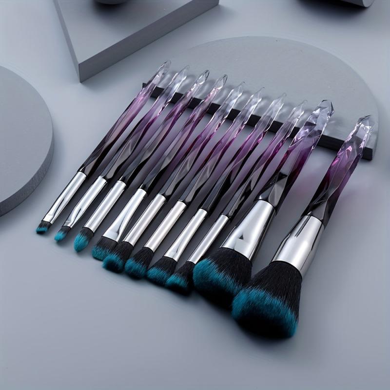 10pcs Crystal Handle Makeup Brushes Set Professional for Face Eyebrow Lip Makeup