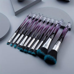 10pcs Crystal Handle Makeup Brushes Set Professional for Face Eyebrow Lip Makeup