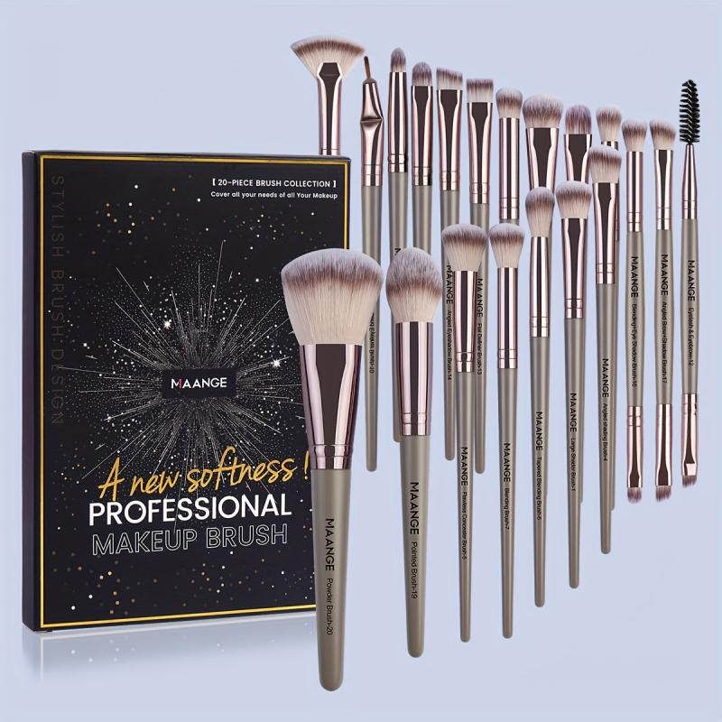 20 Pcs Makeup Brush Set Synthetic Powder Concealers Eye Shadows Eyeliner