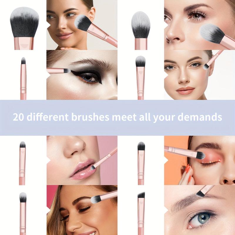 20 Pcs Makeup Brush Set Synthetic Powder Concealers Eye Shadows Eyeliner