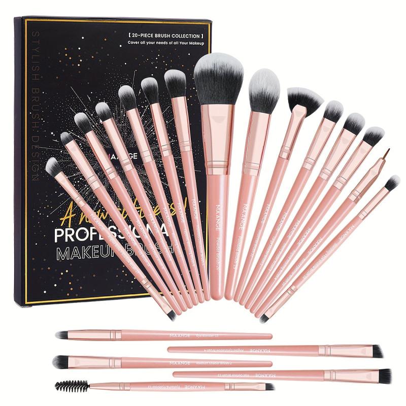 20 Pcs Makeup Brush Set Synthetic Powder Concealers Eye Shadows Eyeliner