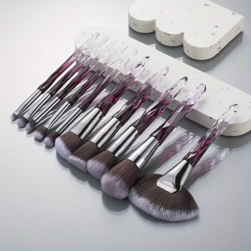 10pc Makeup Brush Set Crystal Handle Eye & Face Brushes