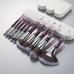 10pc Makeup Brush Set Crystal Handle Eye & Face Brushes