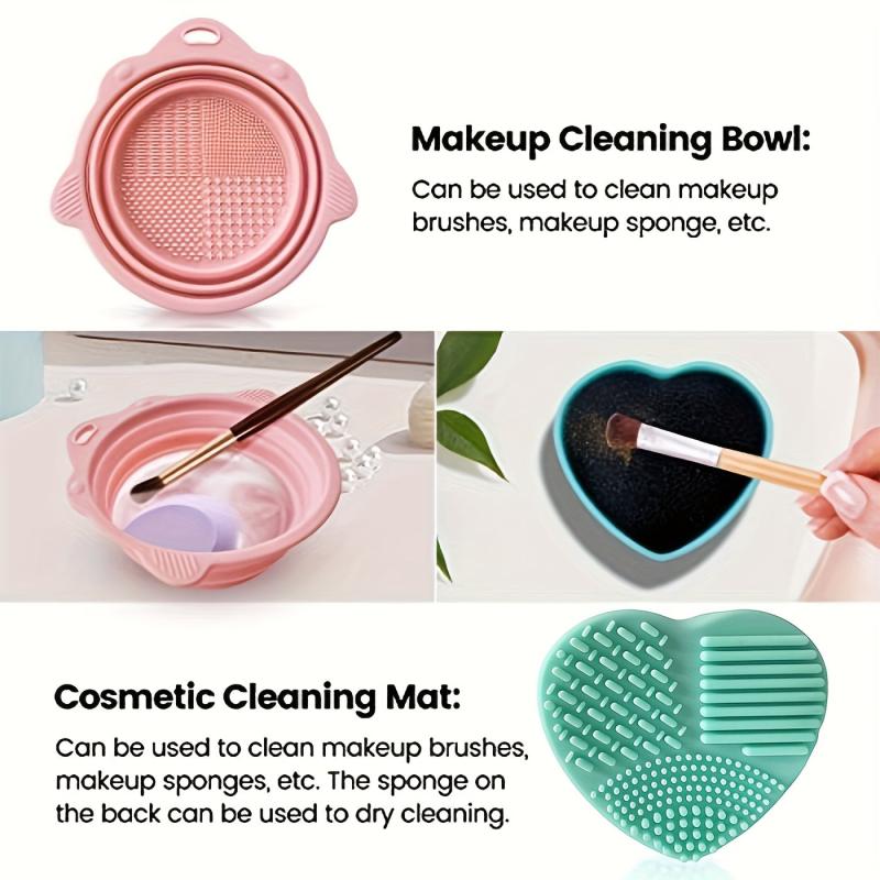 Silicone Makeup Brush Cleaning Mat Set