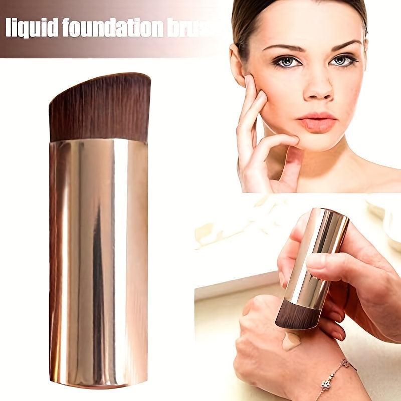 Angled Flat Top Foundation Brush for Liquid Makeup Cream Powder Short Handle