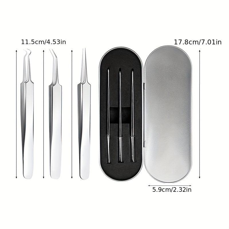 3pcs Blackhead Remover Tweezers Pimple Popper Tool Kit