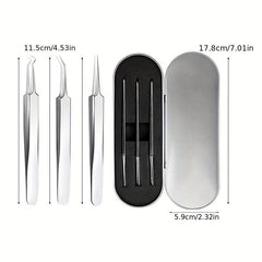 3pcs Blackhead Remover Tweezers Pimple Popper Tool Kit