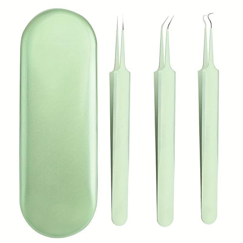 3pcs Blackhead Remover Tweezers Pimple Popper Tool Kit