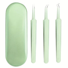 3pcs Blackhead Remover Tweezers Pimple Popper Tool Kit