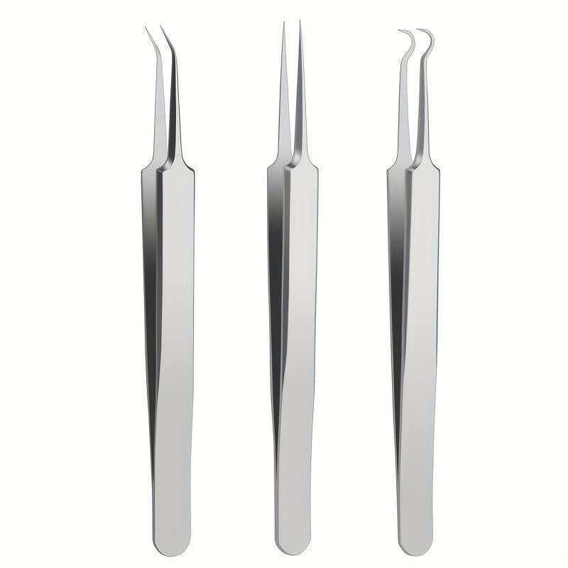 3pcs Blackhead Remover Tweezers Pimple Popper Tool Kit