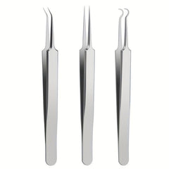 3pcs Blackhead Remover Tweezers Pimple Popper Tool Kit