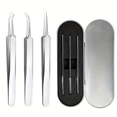 3pcs Blackhead Remover Tweezers Pimple Popper Tool Kit