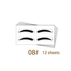 12 Style Eyebrow Stencil Template Kit Quick Eyebrow Card Set
